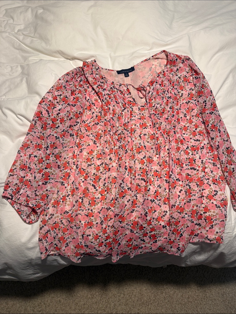 Tommy Hilfiger Pink Floral Peasant Blouse - worn once 1X